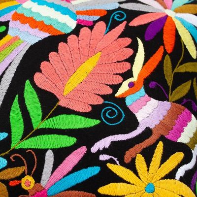 Alternate image for Tenango Style Embroidered Cushion Cover With Zipper Tenango Night