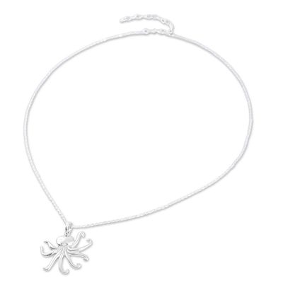 Alternate image for Sterling Silver Octopus Pendant Necklace from Mexico Beneath the Waves