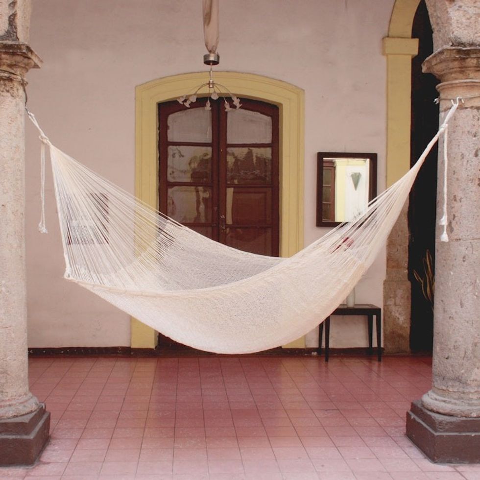 Handcrafted Cotton Solid Mayan Hammock Single 'Natural Comfort'