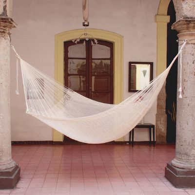 Alternate image for Handcrafted Cotton Solid Mayan Hammock Single Natural Comfort