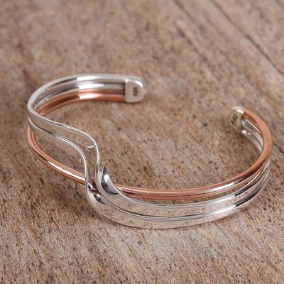 Alternate image for Sterling Silver and Copper Cuff Bracelet from Mexico Copper Stream