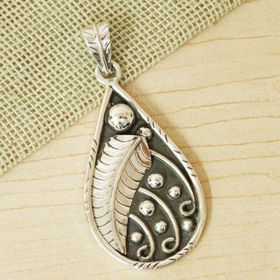 Alternate image for Handcrafted Sterling Silver Pendant Rococo Leaf
