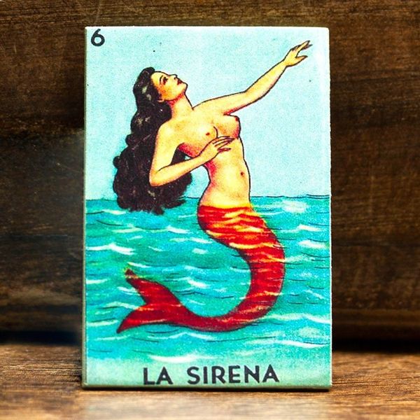 Alternate image for Mexican Wood Magnet with Mermaid-Themed Decoupage Alluring Ocean