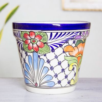 Alternate image for Majolica Ceramic Flower Pot Wild Flowers