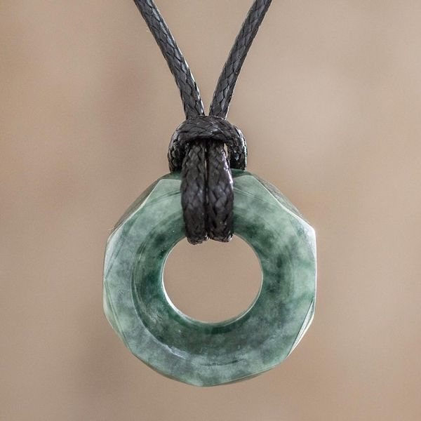 Alternate image for Faceted Green Jade Pendant Necklace from Guatemala Green Ancestral Treasure
