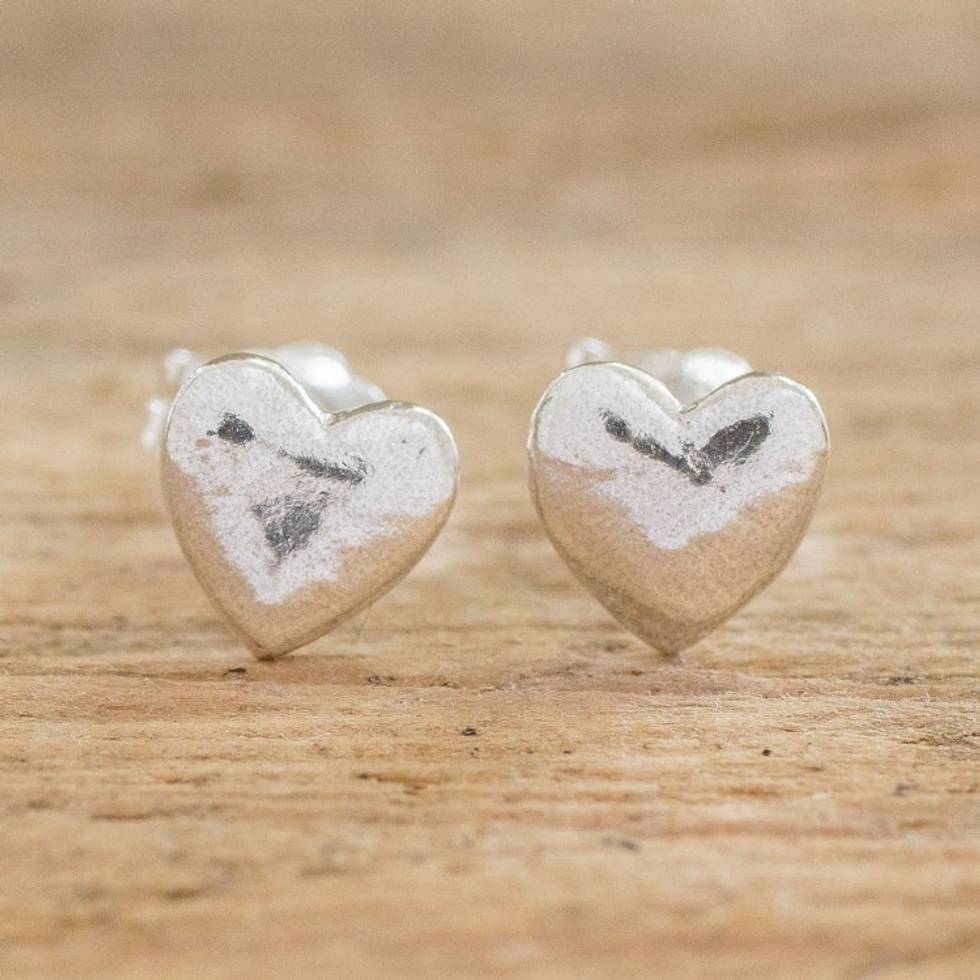 Fine Silver Earrings from Guatemala 'Heart Brilliance'