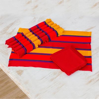 Alternate image for Set of 6 Striped Cotton Placemats and Napkins from Guatemala Country Sunset