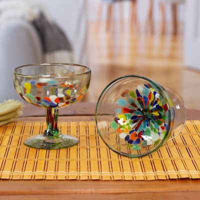 Alternate image for Two Colorful Cocktail Glasses Handblown from Recycled Glass Chromatic Gala