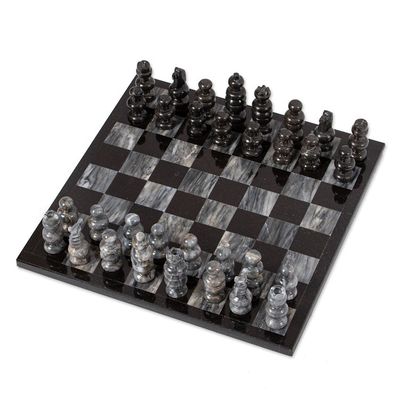 Alternate image for Handcrafted Mexican Marble Chess Set Game Check in Gray
