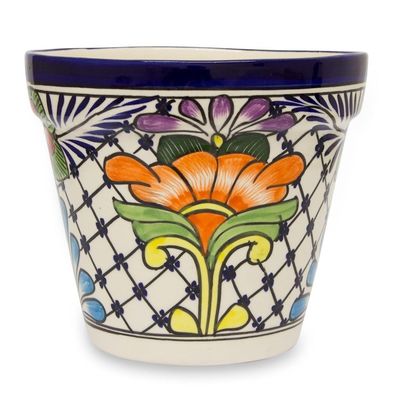 Alternate image for Majolica Ceramic Flower Pot Wild Flowers