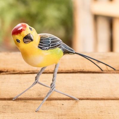 Alternate image for Handmade Ceramic Bird Figurine Cirrhate Manakin