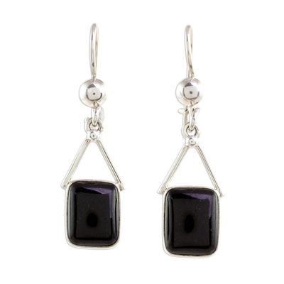 Alternate image for Jade Dangle Earrings in Black from Guatemala Mayan Peaks in Black