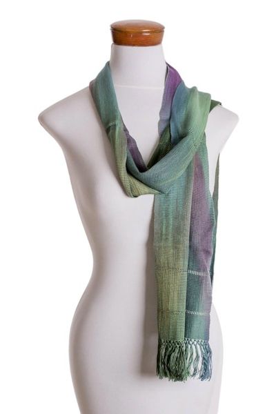 Alternate image for Handwoven 100 Rayon Wrap Scarf from Guatemala Smooth Breeze