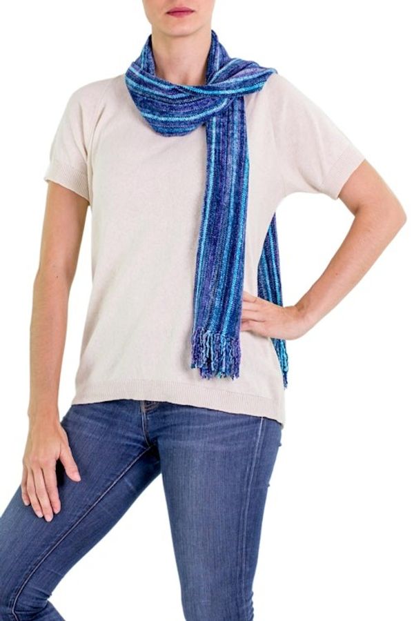 Alternate image for Rayon from Bamboo Chenille Scarf Sapphire Traditions