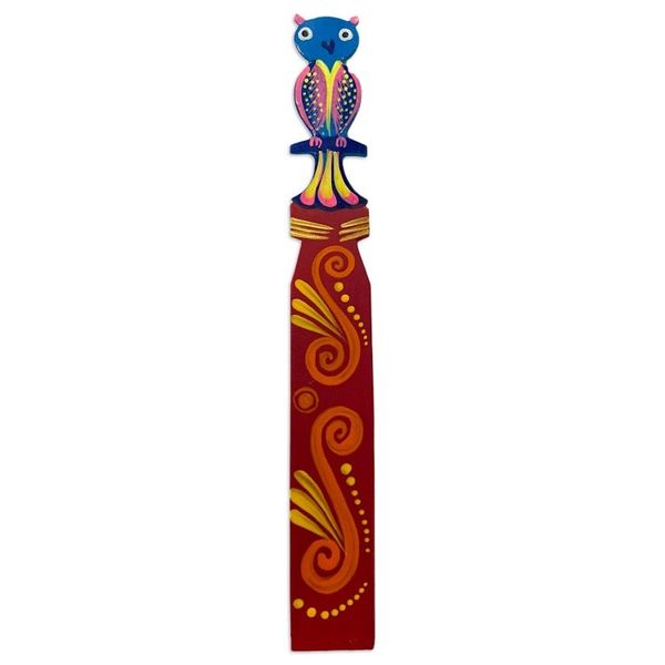 Alternate image for Hand Crafted Mexican Copal Wood Bookmark with Tropical Owl Reading Owl