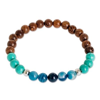 Alternate image for Beaded Bracelet of Agate  Turquoise Serene Beach
