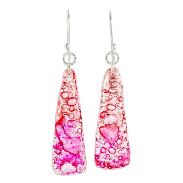 Alternate image for Recycled CD Dangle Earrings in Pink from Guatemala Peaceful Life in Pink