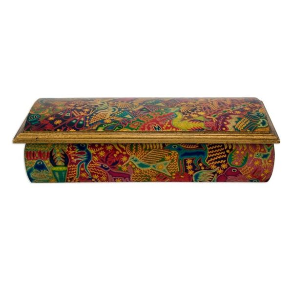 Alternate image for Huichol Theme Decoupage Jewelry Box with Mirror Huichol Fiesta