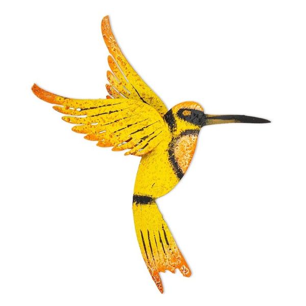 Alternate image for Hand Crafted Bird Wall Art Steel Sculpture from Mexico Little Yellow Hummingbird