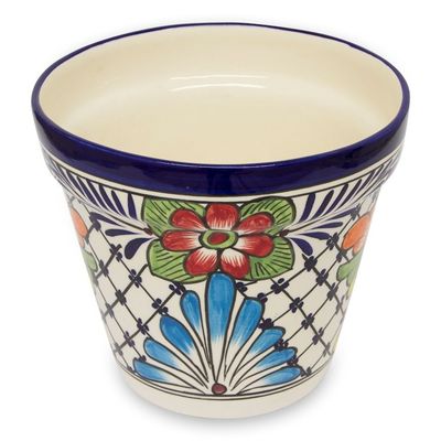 Alternate image for Majolica Ceramic Flower Pot Wild Flowers
