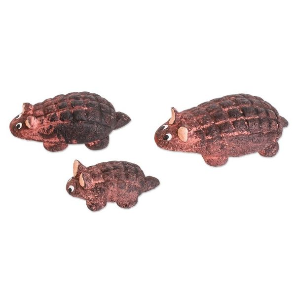 Alternate image for Set of 3 Hand-painted Armadillo Shaped Ceramic Figurines Armadillo Family