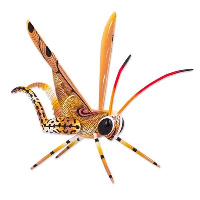 Alternate image for Cricket Copal Alebrije Wood Sculpture from Mexico Golden Cricket