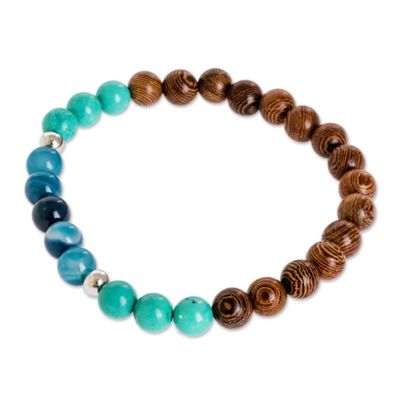 Alternate image for Beaded Bracelet of Agate  Turquoise Serene Beach
