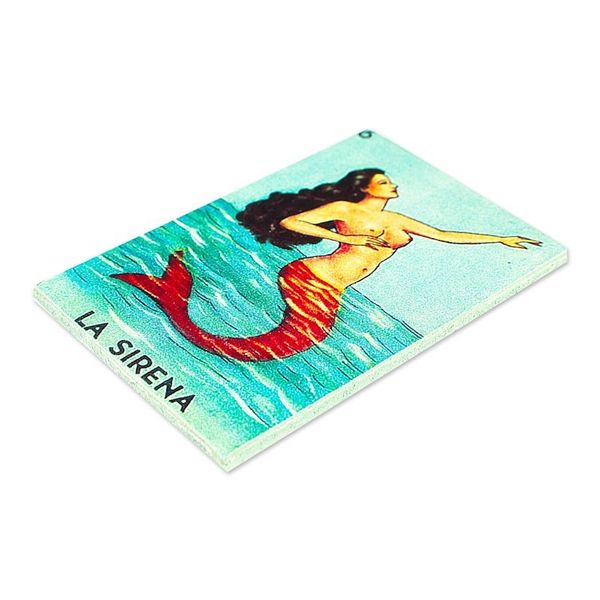 Alternate image for Mexican Wood Magnet with Mermaid-Themed Decoupage Alluring Ocean