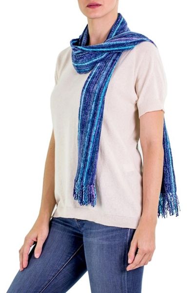 Alternate image for Rayon from Bamboo Chenille Scarf Sapphire Traditions