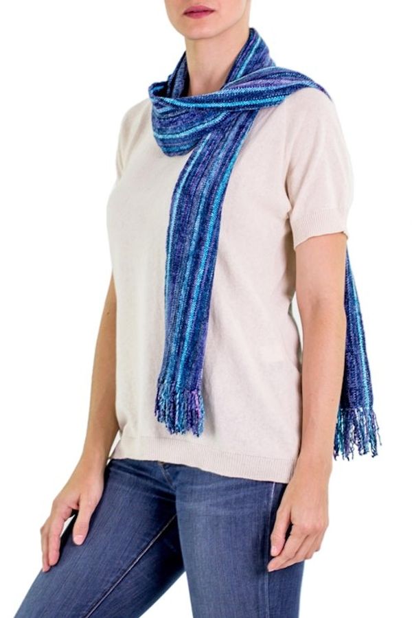 Alternate image for Rayon from Bamboo Chenille Scarf Sapphire Traditions