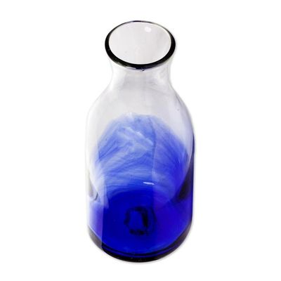 Alternate image for Handcrafted Carafe and Glass Set Pair Blue Wave