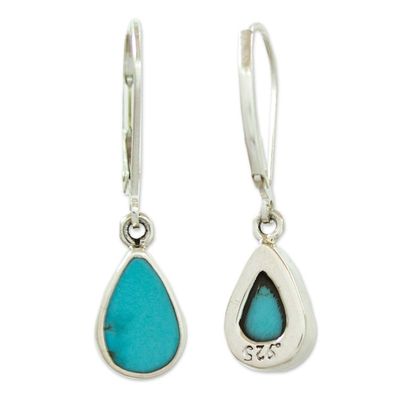 Alternate image for Taxco Sterling Silver Natural Turquoise Teardrop Earrings Heavens Tears
