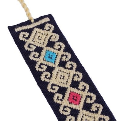 Alternate image for Handwoven Multi-Color Embroidered Cotton Bookmark Star Garden