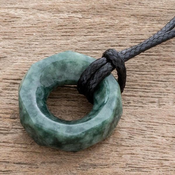 Alternate image for Faceted Green Jade Pendant Necklace from Guatemala Green Ancestral Treasure