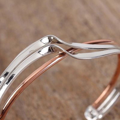 Alternate image for Sterling Silver and Copper Cuff Bracelet from Mexico Copper Stream