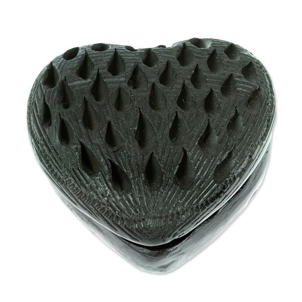 Alternate image for Barro Negro Black Ceramic Mini Jewelry Box Crafted in Mexico Heart Drops