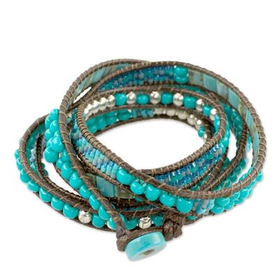 Alternate image for Soothing Teal Wrap Bracelet Crafted by Artisan Group Soothing Teal