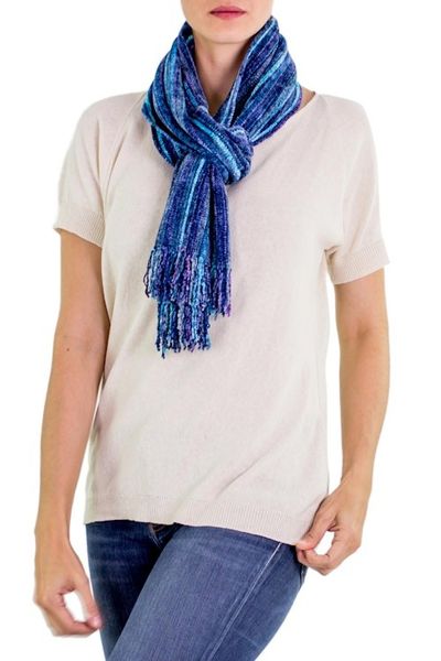 Alternate image for Rayon from Bamboo Chenille Scarf Sapphire Traditions