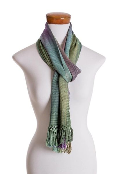 Alternate image for Handwoven 100 Rayon Wrap Scarf from Guatemala Smooth Breeze