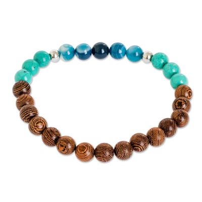 Alternate image for Beaded Bracelet of Agate  Turquoise Serene Beach