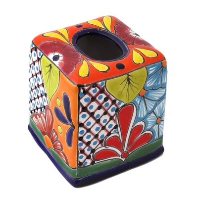Alternate image for Hand-Painted Talavera Ceramic Tissue Box Cover from Mexico Folk Art Convenience