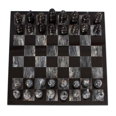 Alternate image for Handcrafted Mexican Marble Chess Set Game Check in Gray