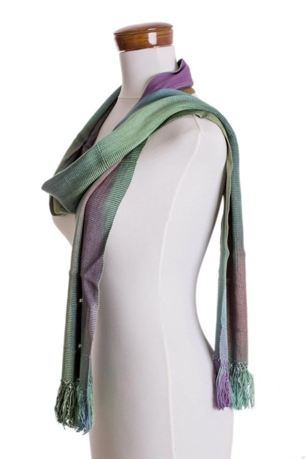 Alternate image for Handwoven 100 Rayon Wrap Scarf from Guatemala Smooth Breeze
