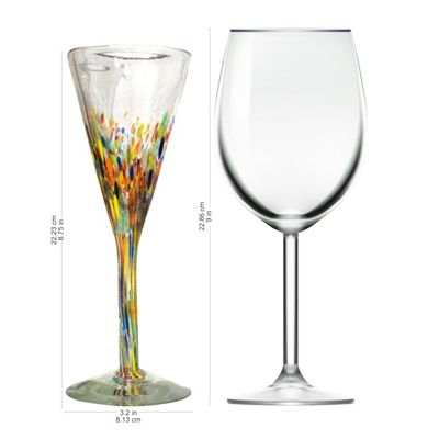 Alternate image for Mexican Handblown Glass Cocktail Champagne Flutes Set of 6 Confetti