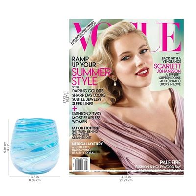 Alternate image for Set of 6 Turquoise and White Stemless Wine Glasses Waves of Freshness