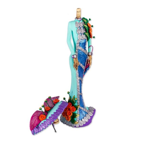 Alternate image for Mexican Catrina Sculpture Handmade from Ceramic La Catrina Gabriella
