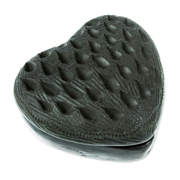 Alternate image for Barro Negro Black Ceramic Mini Jewelry Box Crafted in Mexico Heart Drops