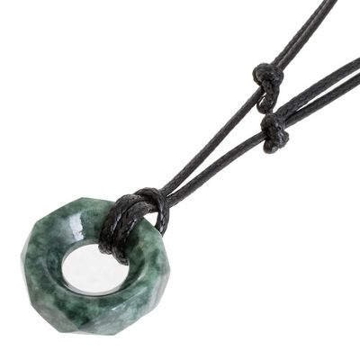 Alternate image for Faceted Green Jade Pendant Necklace from Guatemala Green Ancestral Treasure