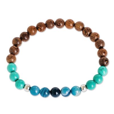 Alternate image for Beaded Bracelet of Agate  Turquoise Serene Beach