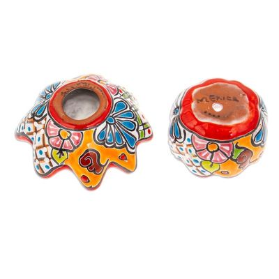 Alternate image for Handcrafted Floral Ceramic Pot with Saucer in Strawberry Talavera Eden in Strawberry